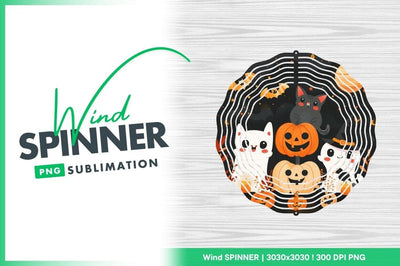 Halloween Illustration with Pumpkins Bats Cats Ghosts and Moon on Black Background Sublimation Regulrcrative 