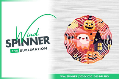 Halloween Illustration with Pumpkins Ghosts Bats and Houses in a Cartoon Style Sublimation Regulrcrative 