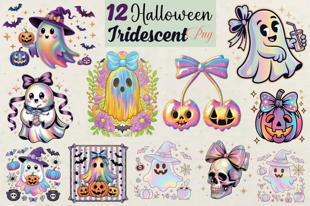 Halloween Iridescent Ghost Bundle Png Bundle SVG Angelina750 