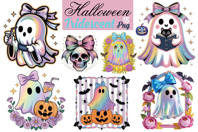 Halloween Iridescent Ghost Bundle Png Bundle SVG Angelina750 
