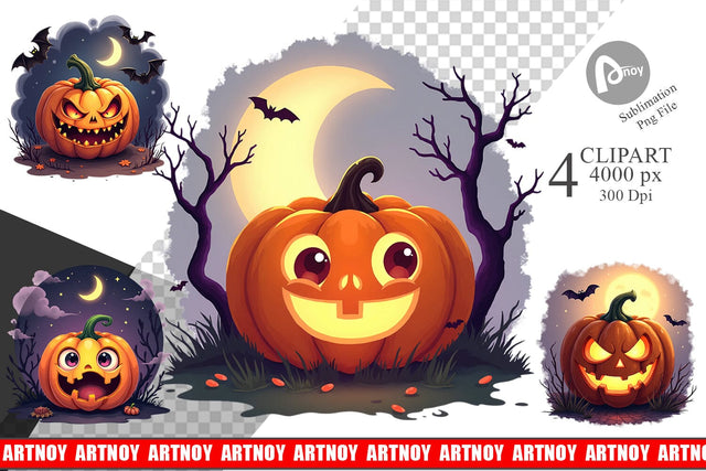 Halloween Jack Lantern Clipart Sublimation artnoy 