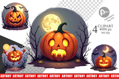 Halloween Jack Lantern Clipart Sublimation artnoy 
