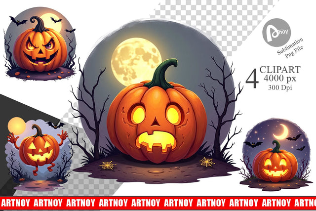 Halloween Jack Lantern Clipart Sublimation artnoy 