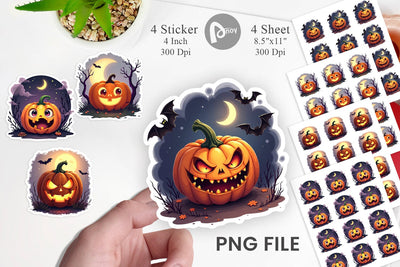 Halloween Jack Lantern Sticker Sublimation artnoy 