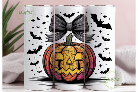 Halloween Jack-o'-Lantern 20oz Tumbler Sublimation PixelChick 