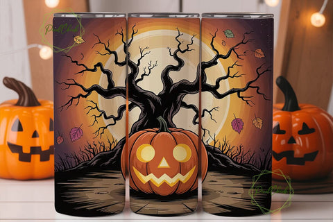 Halloween Jack-o'-Lantern 20oz Tumbler Sublimation PixelChick 
