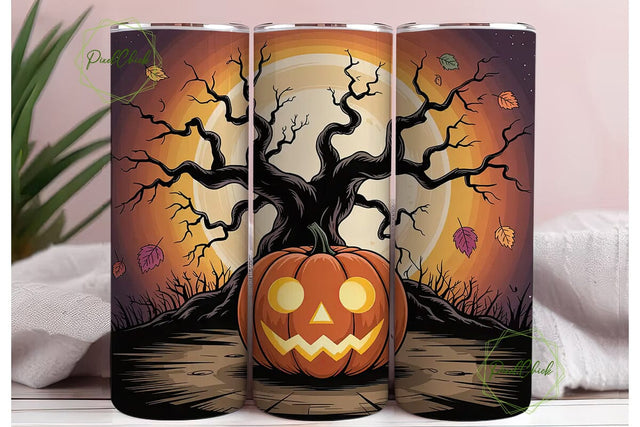 Halloween Jack-o'-Lantern 20oz Tumbler Sublimation PixelChick 