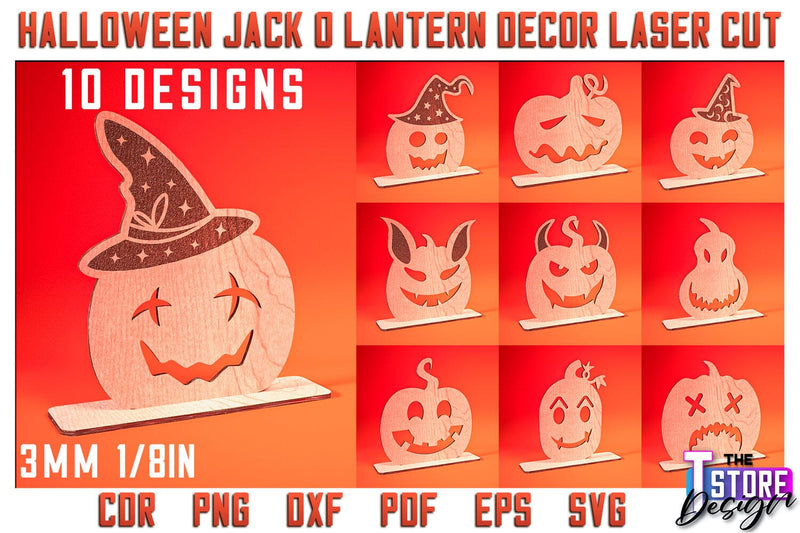 Halloween Jack o Lantern Bundle | Halloween Design | Jack o Lantern Table Decoration | CNC File SVG The T Store Design 