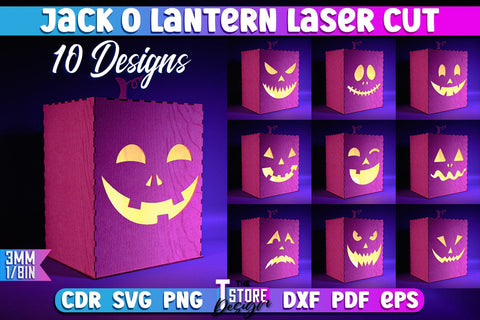 Halloween Jack o Lantern Bundle | Halloween Design | Table Decoration | Night Lamp | CNC Files SVG The T Store Design 
