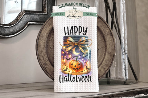 Halloween Jack O Lantern Jars Kitchen Towel Sublimation PNG Sublimation Ewe-N-Me Designs 