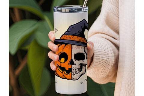 Halloween Jack-o'-Lantern Skull 20oz Sublimation DesignSVG 