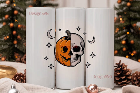 Halloween Jack-o'-Lantern Skull 20oz Sublimation DesignSVG 
