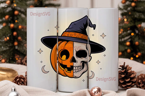 Halloween Jack-o'-Lantern Skull 20oz Sublimation DesignSVG 