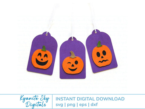 Halloween Jack-O-Lantern SVG Tags layered pumpkin faces SVG Kyanite Sky Digitals 