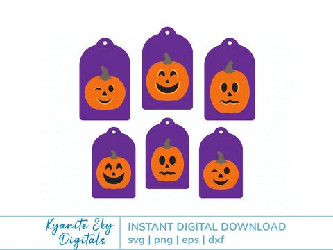 Halloween Jack-O-Lantern SVG Tags layered pumpkin faces SVG Kyanite Sky Digitals 