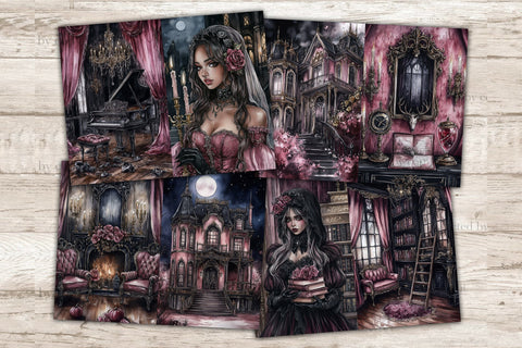 Halloween Junk Journal Paper | Haunted Mansion Collage Sheet SVG GlamArtZhanna 