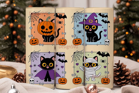 Halloween Kawaii Cats 20oz Tumbler Wrap Sublimation DesignSVG 