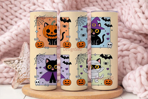Halloween Kawaii Cats 20oz Tumbler Wrap Sublimation DesignSVG 