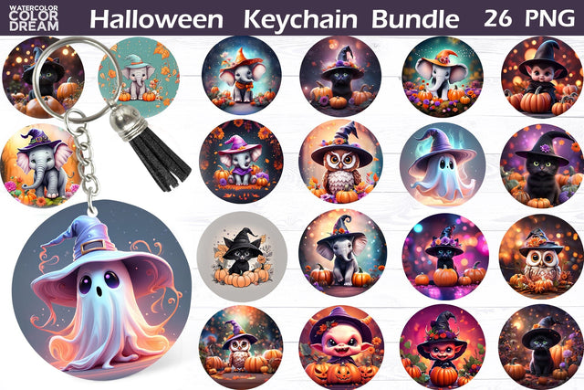 Halloween Keychain Bundle | Hallowen Key Keychain Sublimation Sublimation WatercolorColorDream 