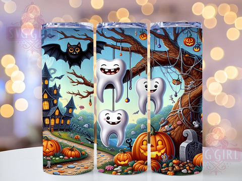 Halloween Kids Candy 20oz Tumbler Wrap Sublimation Design, Straight Tapered Tumbler Wrap, Dental Assistant Halloween Tumbler Png, Instant Digital Download Sublimation SvggirlplusArt 