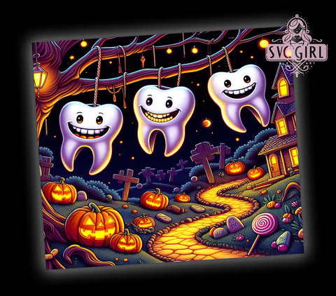 Halloween Kids Candy 20oz Tumbler Wrap Sublimation Design, Straight Tapered Tumbler Wrap, Dental Assistant Halloween Tumbler Png, Instant Digital Download Sublimation SvggirlplusArt 