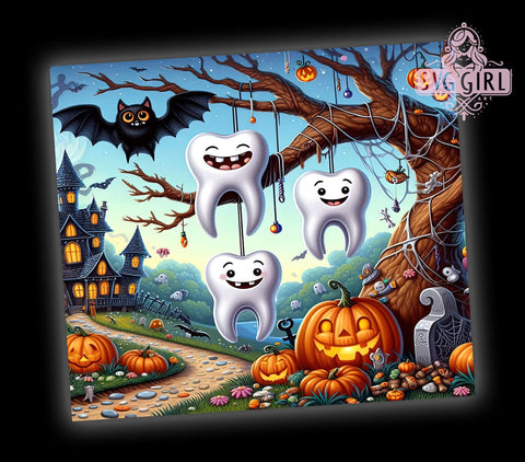 Halloween Kids Candy 20oz Tumbler Wrap Sublimation Design, Straight Tapered Tumbler Wrap, Dental Assistant Halloween Tumbler Png, Instant Digital Download Sublimation SvggirlplusArt 