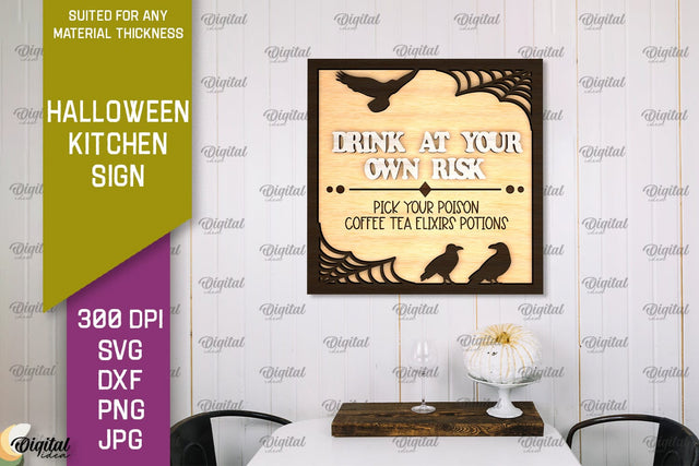 Halloween Kitchen Sign Laser Cut Design. Halloween Decor SVG SVG Evgenyia Guschina 