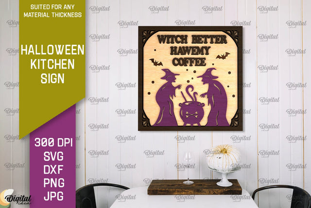 Halloween Kitchen Sign Laser Cut Design. Halloween Decor SVG SVG Evgenyia Guschina 