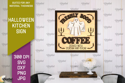 Halloween Kitchen Sign Laser Cut Design. Halloween Decor SVG SVG Evgenyia Guschina 