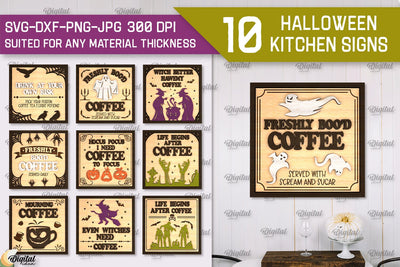 Halloween Kitchen Signs LaserCut Bundle. Halloween Decor SVG SVG Evgenyia Guschina 
