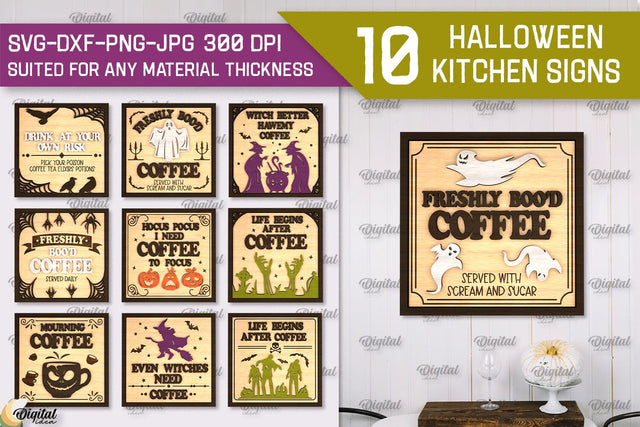 Halloween Kitchen Signs LaserCut Bundle. Halloween Decor SVG SVG Evgenyia Guschina 