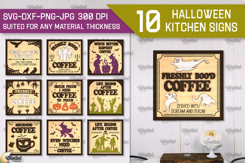 Halloween Kitchen Signs LaserCut Bundle. Halloween Decor SVG SVG Evgenyia Guschina 