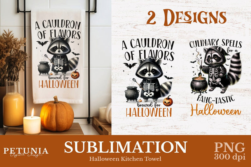 Halloween Kitchen Towel Sublimation | Kitchen Towel PNG Sublimation Petunia Digital Design 