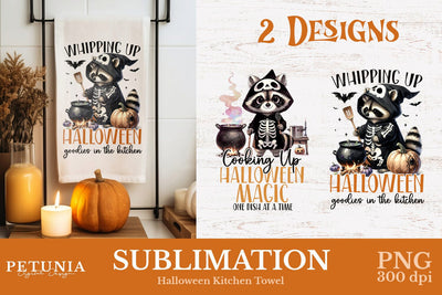 Halloween Kitchen Towel Sublimation | Kitchen Towel PNG Sublimation Petunia Digital Design 