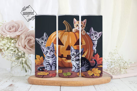 Halloween Kittens 20oz Tumbler Wrap Sublimation sassyprint 