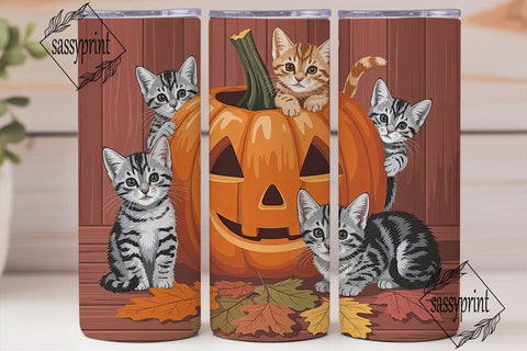 Halloween Kittens 20oz Tumbler Wrap Sublimation sassyprint 