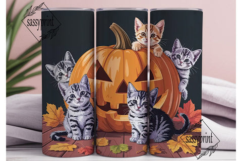 Halloween Kittens 20oz Tumbler Wrap Sublimation sassyprint 