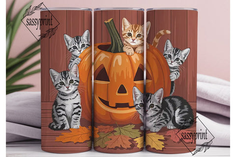 Halloween Kittens 20oz Tumbler Wrap Sublimation sassyprint 