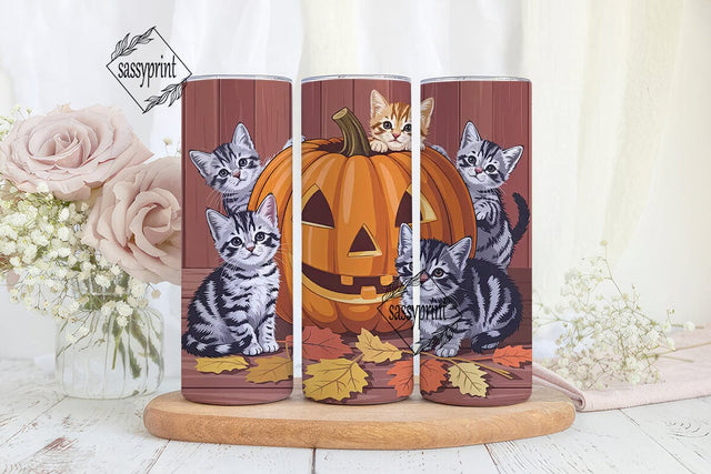 Halloween Kittens 20oz Tumbler Wrap Sublimation sassyprint 