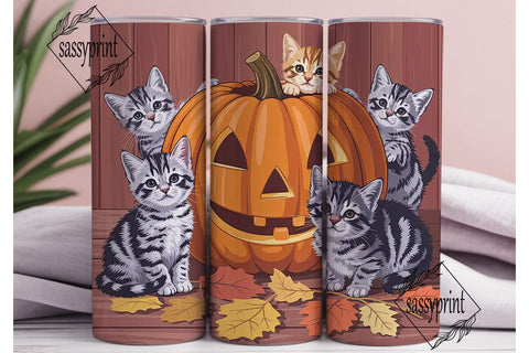 Halloween Kittens 20oz Tumbler Wrap Sublimation sassyprint 