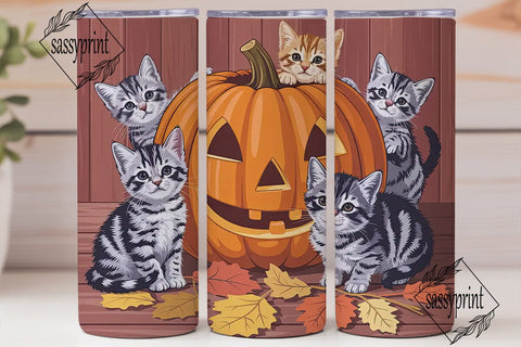 Halloween Kittens 20oz Tumbler Wrap Sublimation sassyprint 
