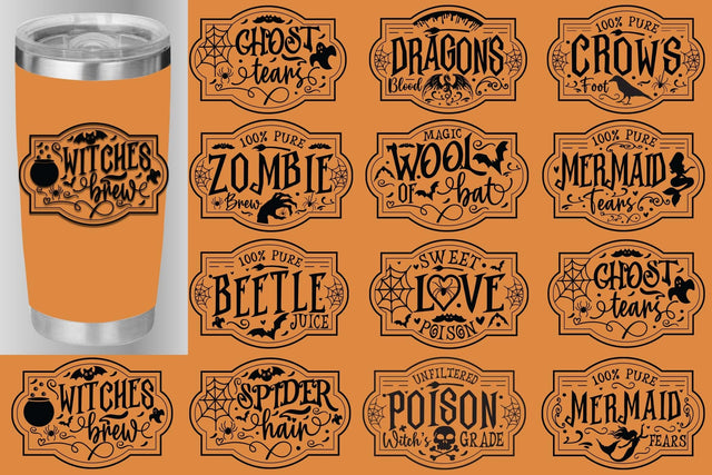 Halloween labels svg bundle, Funny Halloween svg, warp tumbler SVG Isabella Machell 