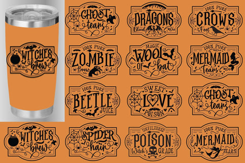Halloween labels svg bundle, Funny Halloween svg, warp tumbler SVG Isabella Machell 