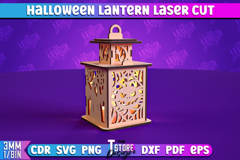 Halloween Lantern | 3D Lantern | 3D Night Light | Lantern Template | CNC File SVG The T Store Design 