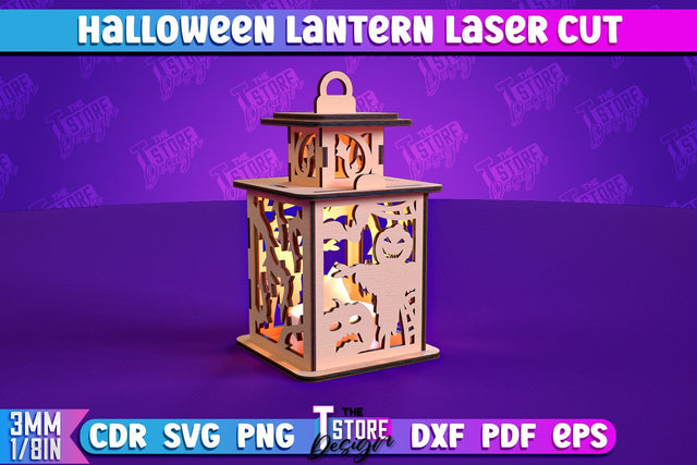 Halloween Lantern | 3D Lantern | 3D Night Light | Lantern Template | CNC File SVG The T Store Design 