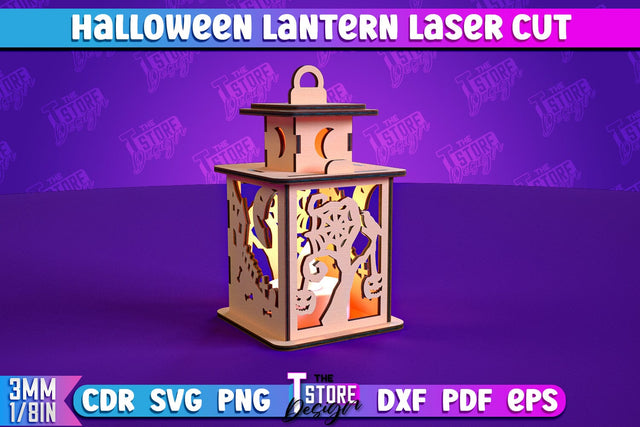 Halloween Lantern | 3D Lantern | 3D Night Light | Lantern Template | CNC File SVG The T Store Design 
