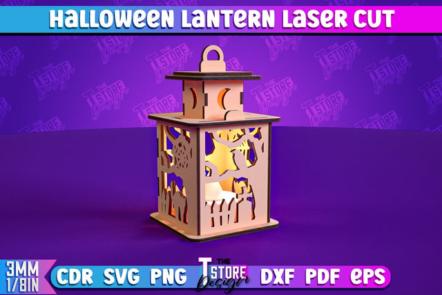 Halloween Lantern | 3D Lantern | 3D Night Light | Lantern Template | CNC File SVG The T Store Design 