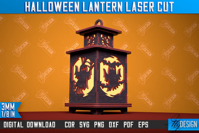 Halloween Lantern | 3D Shadow Lantern | Halloween Design | Lantern Template | CNC File SVG Fly Design 