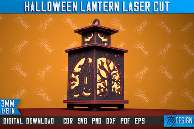 Halloween Lantern | 3D Shadow Lantern | Halloween Design | Lantern Template | CNC File SVG Fly Design 