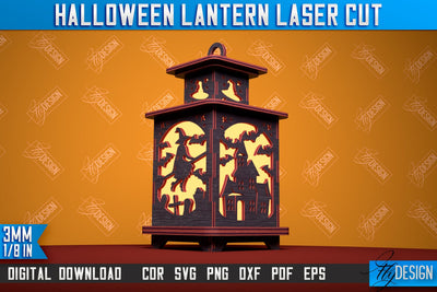 Halloween Lantern | 3D Shadow Lantern | Halloween Design | Lantern Template | CNC File SVG Fly Design 